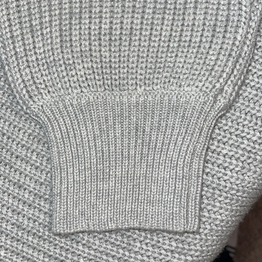 LUMIERE Gray Relaxed Fit Gray Cropped Balloon Sleeve Sweater Sz. L - Picture 13 of 15